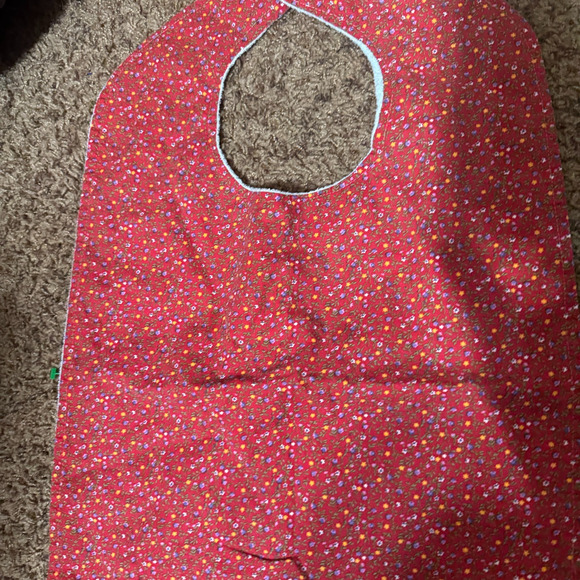 2 Baby Bibs Reversible Handmade Long Christmas Calico Flannel - Picture 3 of 7